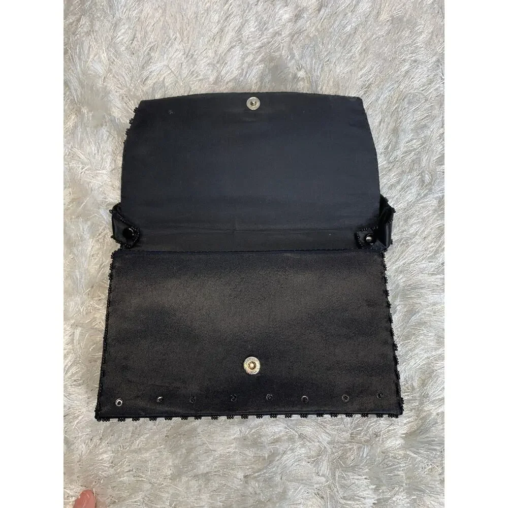 Black Formed Beaded formal evening Bag Removeable Strap